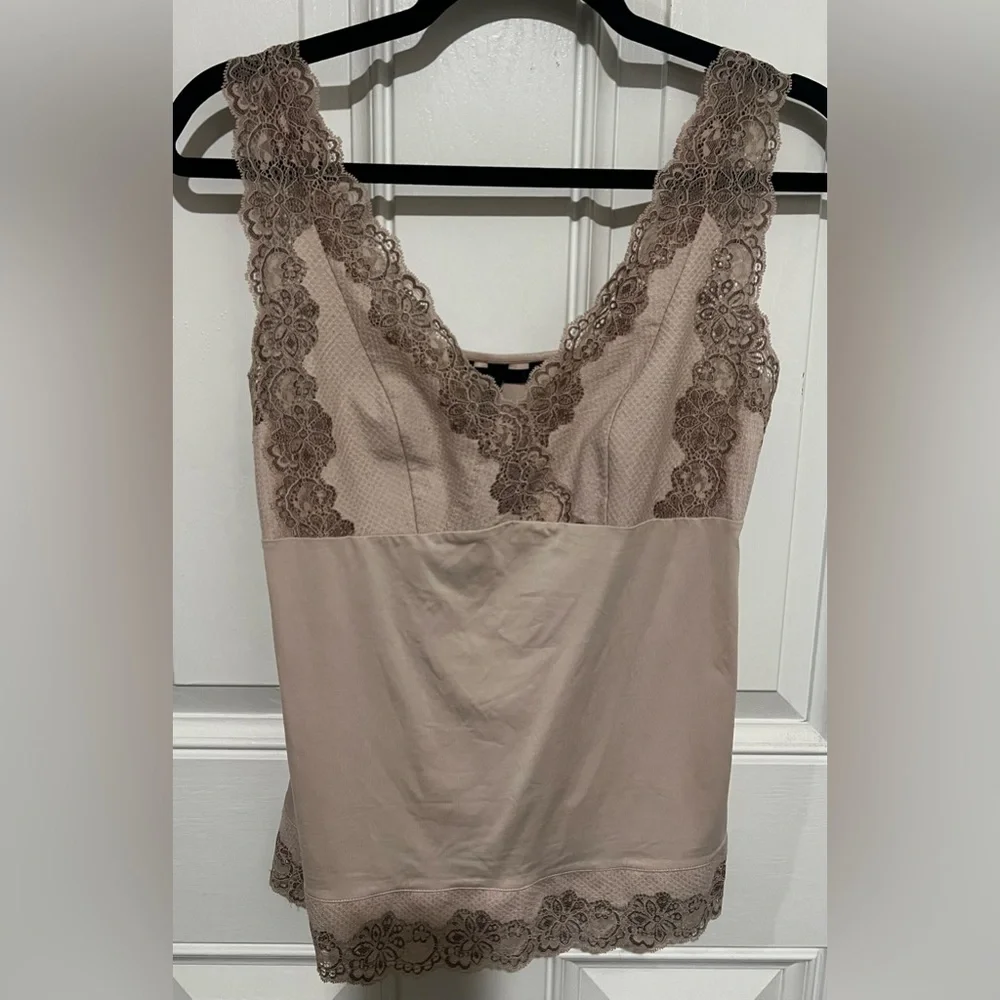 Soma Intimates Level 1 Shape Wear Lace Trim Camisole Baby Doll Taupe Sz M / L